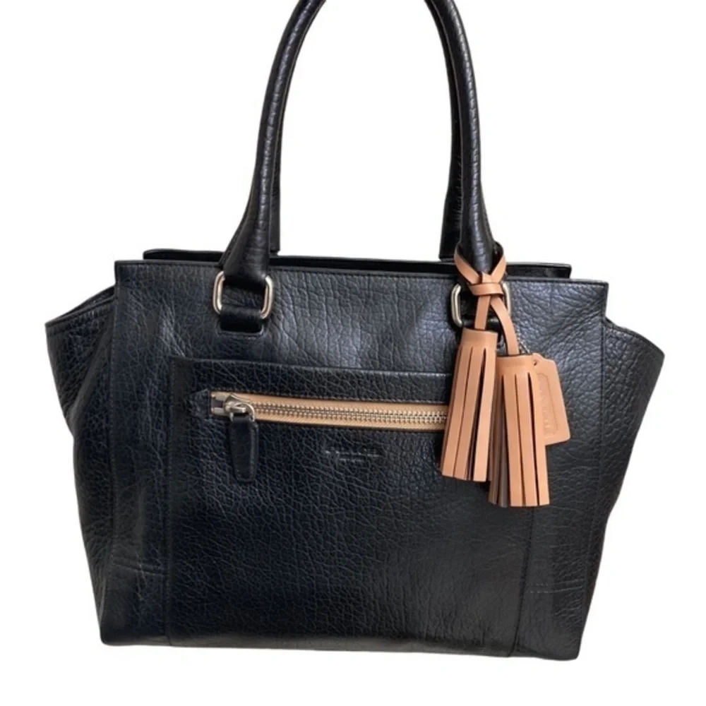 Coach 19926 black pebbled leather carryall legacy tote bag